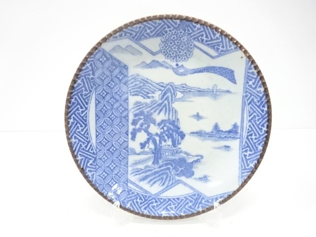 古伊万里　印判手　山水　九寸皿